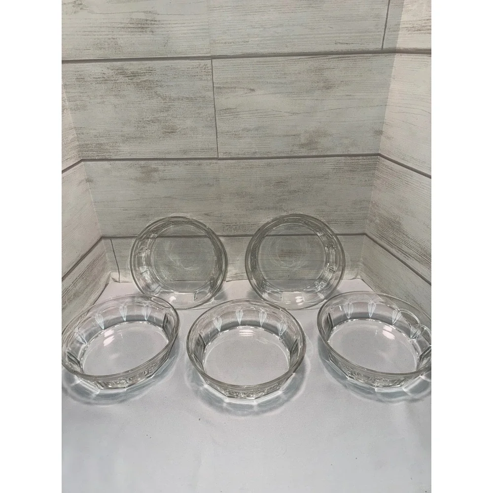 Libbey Duratuff Clear Glass Paneled Bowls Set of 5 Dessert Salad 6 Inch 15588